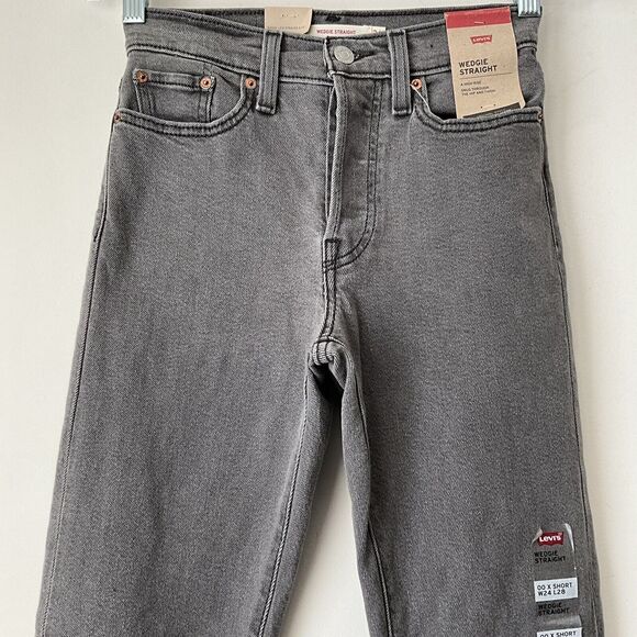 Levi’s Jeans Charcoal Button Fly High Rise Wedgie Straight 24 - Picture 10 of 12